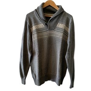 Oscar de la Renta Sweater, Fairisle Shawl Collar Sweater